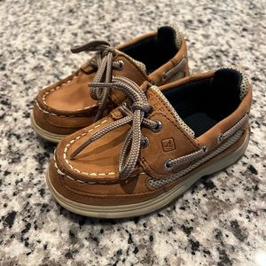 Toddler Sperry Lanyard Boat Shoes. Dark Tan. Size US 7.5M
